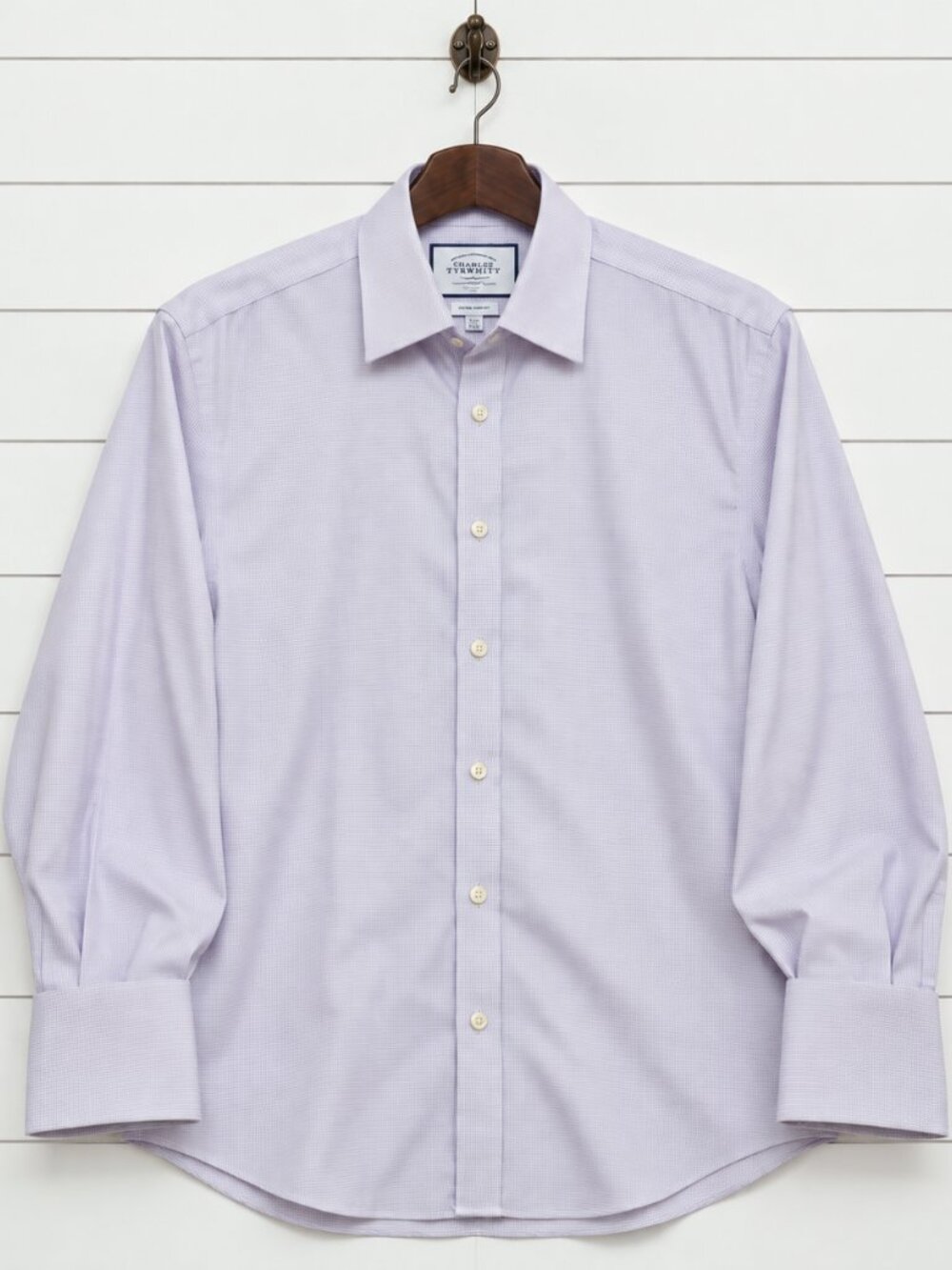 Charles Tyrwhitt Extra Slim Fit French Cuff Dress Shirt Purple Micro Check 16/35